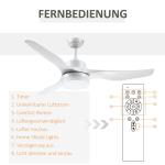 Takfläkt Taklampa med Fläkt och Belysning Vit av Plast och Metall för Vardagsrum och Matsal Lampa med Fjärrkontroll och Timer