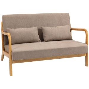 Soffa Loveseat 2-Sits Ljusgrå av Gummiträ och Sammetslook för Vardagsrum Tvåsits med Kuddar Modern Design 122 x 71 x 76 cm
