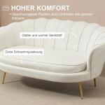 Soffa Loveseat Kräm av Sammet och Trä för Vardagsrum och Sovrum 2-Sits Stoppad Soffa med Armstöd upp till 150 kg 130 x 77 x 77 cm