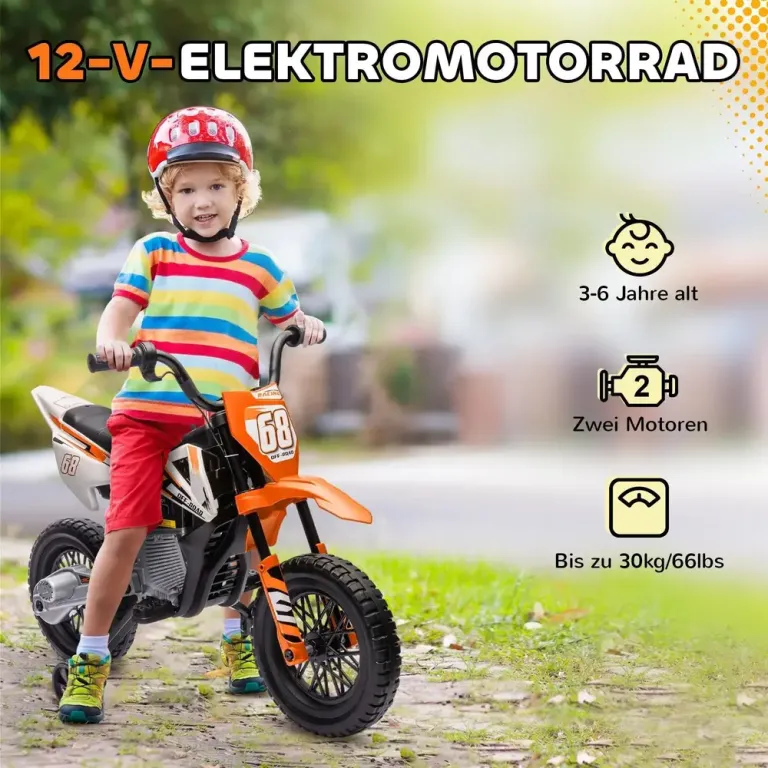 Elmotorcykel Barnmotorcykel Orange av Plast och Metall