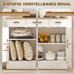 Skänk med Lådor och Skåp Natur Trä och Vit MDF för Kök och Hall Rymlig Förvaringsmöbel med Justerbara Hyllplan Modern Skandinavisk Design Robust