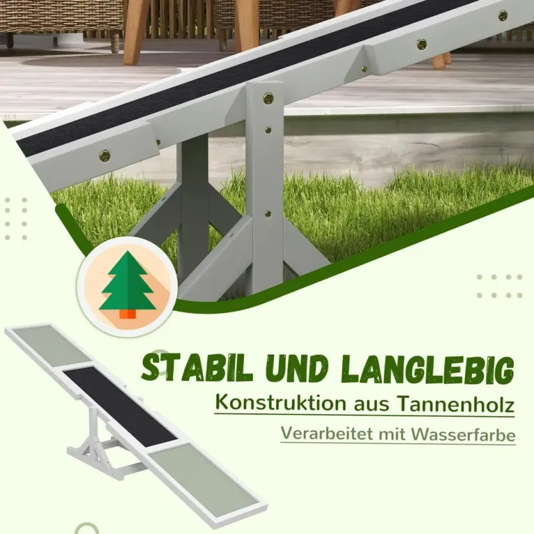 Hundgunga Agilityhinder Gungbräda Vit 180 x 30 x 30 cm