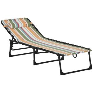 Solstol Solsäng Hopfällbar med Ryggstöd Flerfärgad av Metall och Tyg för Trädgård och Strand Campingsäng 120 kg