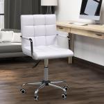 Kontorsstol Chefsstol Vit PU Konstläder och Metall Höjdjusterbar och Ergonomisk Snurrstol 84-99 Cm