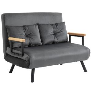 Bäddsoffa 2-Sits Soffa Mörkgrå av Sammet och Trä för Vardagsrum med Sänglåda och Sovfunktion Ryggkudde Bekväm 102 x 73 x 81 cm
