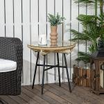 Trädgårdsbord i Bohostil med Härdat Glas och Väderbeständig Yta för Balkong Hållbar och Stabil Beige PE-rotting 50 x 50 x 50 cm