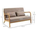 Soffa Loveseat 2-Sits Ljusgrå av Gummiträ och Sammetslook för Vardagsrum Tvåsits med Kuddar Modern Design 122 x 71 x 76 cm