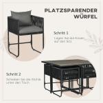 Trädgårdsmöbler Matgrupp Grå av Polyrotting och Metall för Balkong och Trädgård 5-Delad Set med Matbord och 4 Stolar Snygg Design