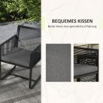 Trädgårdsmöbelset Sittgrupp Svart av Rotting och Glas för Balkong 3 Delar med 2 Trädgårdsstolar och Sidobord inklusive Kuddar Elegant