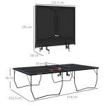 Bordtennisbord Pingisbord Svart av Stål och MDF för Utomhusbruk Hopfällbart med Nät och Hjul Spelset 274 x 152,5 x 76 cm