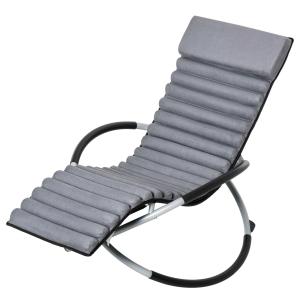 Ergonomisk Gungstol för Trädgård, Bekväm Relaxstol med Textilene-Sits, Väderbeständig Design för Uteplatsen, Mörkgrå, 145 x 74 x 88 cm