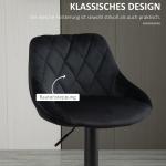 Barstolar i Sammet 2-Pack, Justerbara Köksstolar med Ryggstöd och Fotstöd, Elegant Design för Bar och Kök, Svart, 46 x 48 x 83-104 cm
