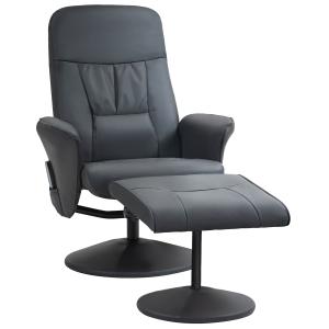 Massagestol med Fotpall, 10 Vibrationspunkter, Konstläder, Mörkgrå, 76 x 81 x 105 cm