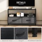 TV-bänk och Lowboard med 2 Lådor och Öppet Fack för TV upp till 47 Tum Hållbar och Stabil Svart och Mörkgrå Tyg och Metall 98 x 29 x 56 cm