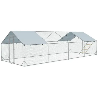 Hönshus Hönsgård Frigående Bur Silver 300 x 800 x 195 cm