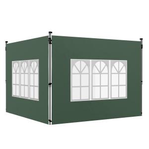 Sidoväggar 2-pack med Fönster för Paviljong Hållbar och Vattentät för Utomhusbruk Grön Polyester 3 x 3 m