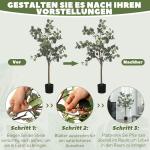 Konstgjord Växt Eukalyptus Konstträd i Kruka Grön av Plast och Cement för Vardagsrum och Kontor Naturtrogen Dekoration Höjd 150 cm