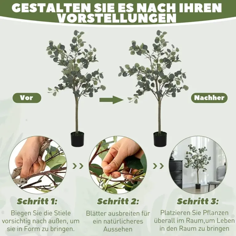 Konstgjord Växt Eukalyptus Konstträd i Kruka Grön 150 cm
