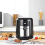 Varmluftsfritös Airfryer Svart av Plast och Metall för Kök 4 l Fritös utan Olja med 12 Program 1300 W
