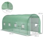 Filmväxthus Tomatväxthus med Fönster 500 X 200 X 210 Cm Polytunnel för Trädgårds- och Växtodling Grön