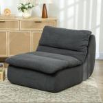 Golvstol Meditationsstol Lazy Sofa Grå av Skum ve Tyg för Hemmakontor Relaxstol ile Tvättbart Överdrag