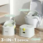 Barnpotta Toalettstol 3-i-1 med Handtag Grå av Plast och Konstläder för Barn 6-72 Månader Avtagbar Potta upp till 50 kg