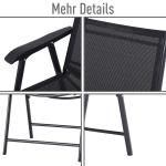 Campingstolar 2-Pack Hopfällbara Stolar med Armstöd Metall för Utomhus och Fritid Svart 58 X 64 X 94 Cm