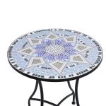 Trädgårdsbord Stabil Blå Vit Metall för Altan och Balkong Runt Matbord för Utomhusbruk Väderbeständig Design för Fika Ø60 x H71cm