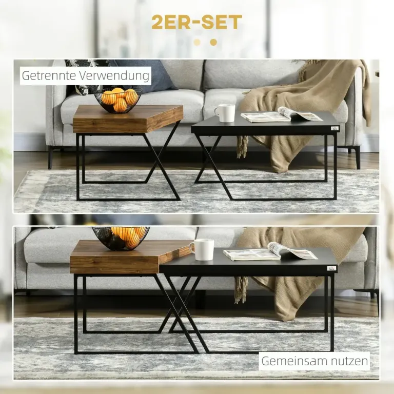 Soffbordsset 2 Sidobord Industriell Stålstomme