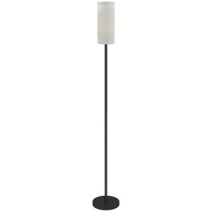 Golvlampa med Linneskärm, Metallstång och Fotkontakt, Vit