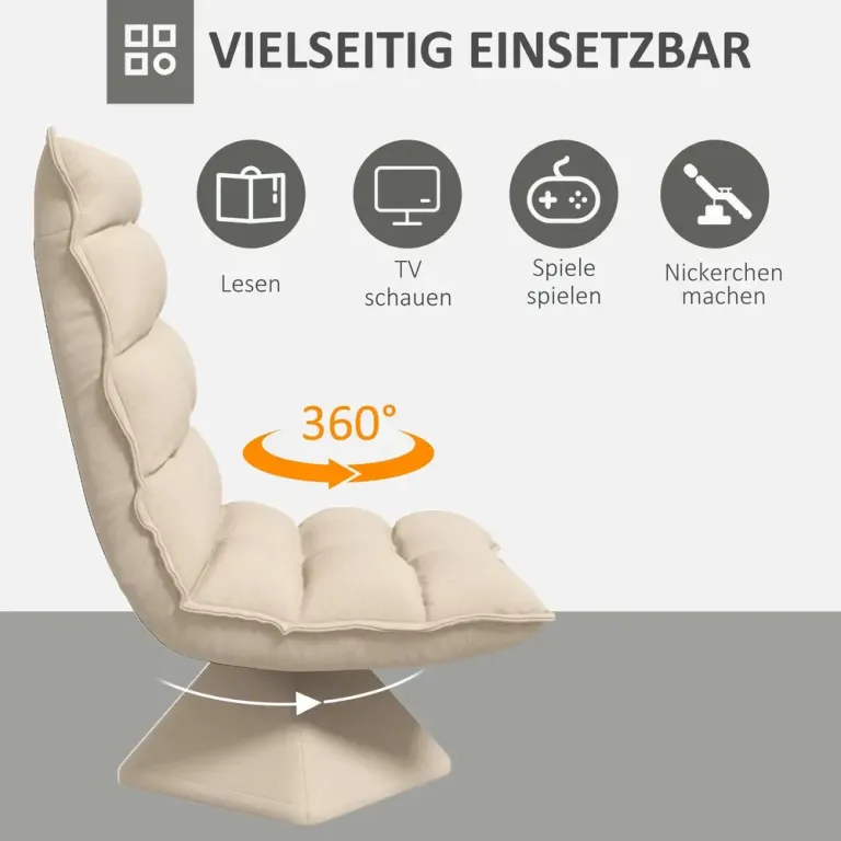 Vridbar Läsfåtölj med Linnelook Beige 62 x 70 x 95 cm