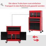 Verkstadsvagn Verktygsvagn med 6 Lådor Röd Svart av Metall för Garage och Verkstad Låsbar Vagn med Skåp