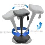 Ergonomisk Kontorspall med Vridfunktion, Höjdjusterbar 65,5–83,5 cm, 120° Lutning, Grå