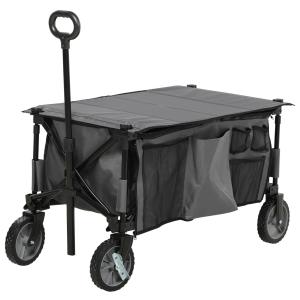 Hopfällbar Trädgårdsvagn, Robust Transportkärra med Justerbart Handtag, Smidig Flyttvagn för Trädgårdsarbete, Mörkgrå, 120 kg