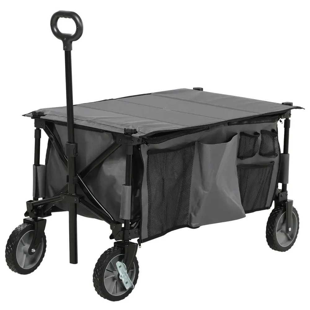 Hopfällbar Trädgårdsvagn Transportkärra med Handtag