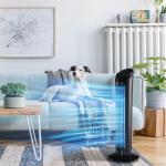 Piedestalfläkt 45 W Tornfläkt Tyst 3 Nivåer 70° Svängning ABS för Behaglig Kylning Svart Ø27 X H75 Cm