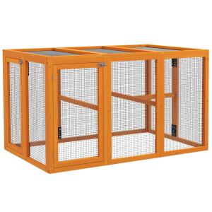 Hönshus för 1–3 Höns med Utbyggbar Design och Sittpinnar i Trä för Trädgård Hållbar och Stabil Orange Gran och Stål för Lantbruk och Hobby