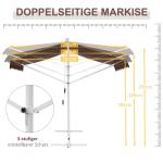 Sidomarkis Solskydd Kaffe av Polyester och Metall för Trädgård Stående Markis med Handvev Utdragbar 4,5 x 3,4 m
