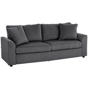 3-sits Soffa med Prydnadskuddar och Manchesteröverdrag för Vardagsrum Hållbar och Bekväm Mörkgrå Tyg och Trä 212 cm Bredd för Hemmet