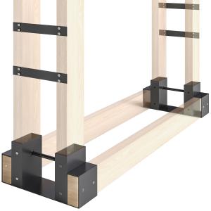 Vedställ för Utomhusbruk 2 Pack Svart Metall för Vedförvaring Justerbar Hållare för Bränsleved Robust Konstruktion Väderbeständig Ordning och Reda