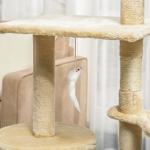 Kattträd Flera Plan med Skrapstolpar Trappor Liggplatser och Leksaker för Aktivitet och Avkoppling Beige 134,2 Cm