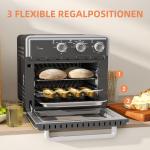 Miniugn Varmluftsfritös Silver av Metall för Kök 20 l Ugn med Cirkulationsluft och 5 Lägen 90-230 Grader