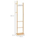Klädhängare med 2 Krokar och 3 Stänger för Hall och Sovrum Hållbar och Ergonomisk Natur Bambu 36 x 24 x 168 cm