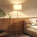 Golvlampa med Fjärrkontroll Dimbar Guld Metall och Tyg för Vardagsrum och Sovrum Justerbar Höjd och Ljusstyrka med Fotströmbrytare Elegant