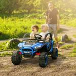 Elbil Barnbil Blå av Plast och Metall för Barn 3-8 År 24V Terrängfordon med Musik och Fjärrkontroll 5-7 km/h