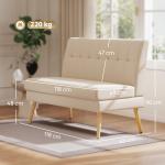 Soffa 2 Sits Kompakt Beige Linnetyg och Trä för Vardagsrum och Små Utrymmen Tuftad Ryggstöd med Mjuk Stoppning Modern och Platsbesparande Design