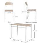 Matgrupp 5-Delat Matbordsset MDF och Metall 1 Bord och 4 Stolar Modern Matsal Grå och Vitt