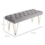 Bänk Entré Skobänk Sammetsöverdrag för Hall Sammetsgrå 116 X 44,5 X 49 Cm