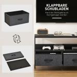 TV-bänk och Lowboard med 2 Lådor och Öppet Fack för TV upp till 47 Tum Hållbar och Stabil Svart och Mörkgrå Tyg och Metall 98 x 29 x 56 cm