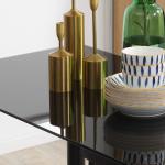 Matbord Köksbord Svart av Härdat Glas och Stål för Matsal och Kök 5-Delat Set med 4 Stolar Modernt Design